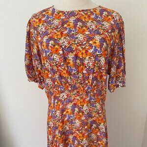 NWT Faithfull the Brand Beline Midi Dress Meja Floral Print - L